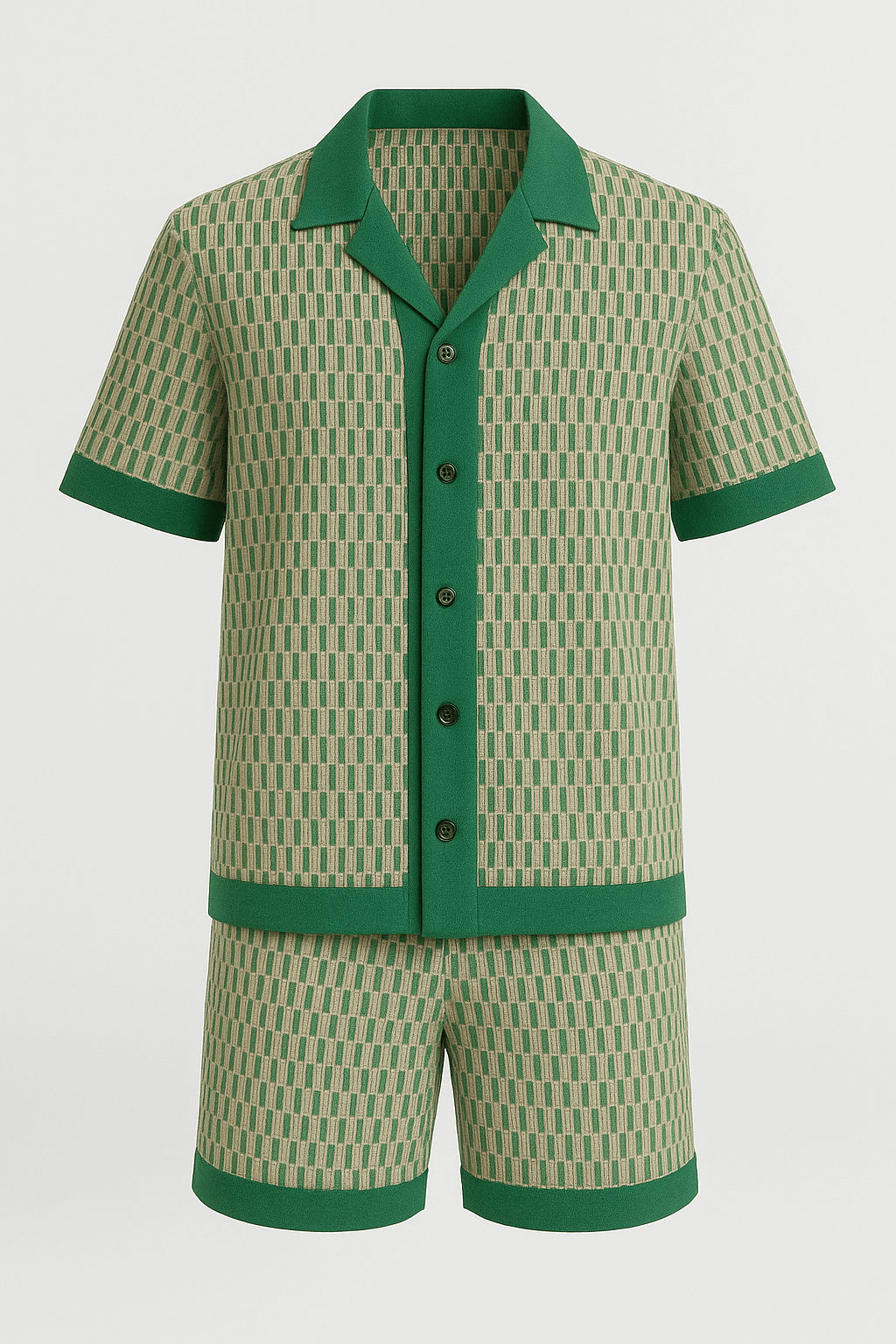 Noah | Men's Lightweight Casual Two-Piece Set – Relaxed Fit Button-Up Shirt & Elastic Waist Shorts for Summer